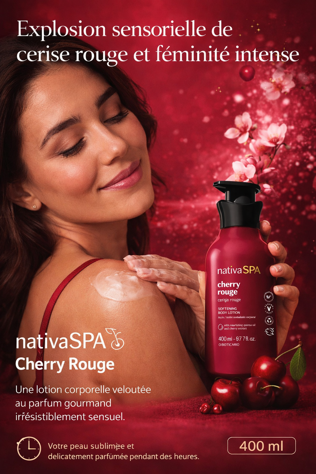 Lotion Corporelle Cherry Rouge Veloutée 400ml O Boticário