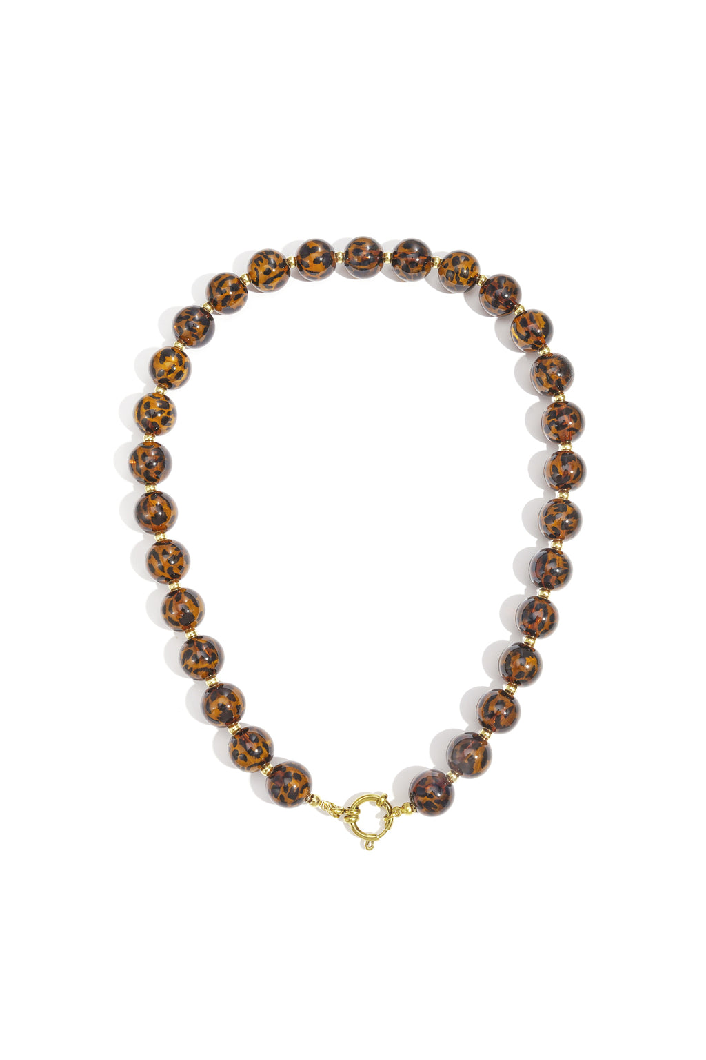 Colliers de perles en acrylique imprimé léopard, style rétro, classique, pour femme, 14 mm